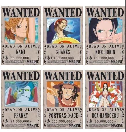 Kit 24 Poster One Piece Wanted Anime Luffy Zoro - Collection